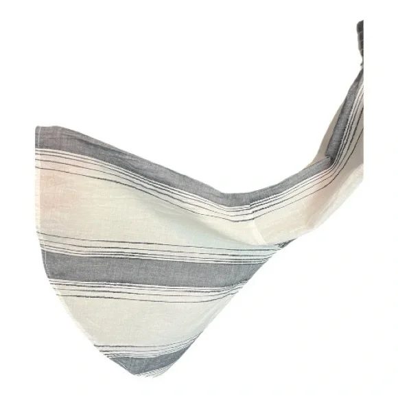 π EUC ANTHROPOLOGIE LILKA White Gray Striped Off Shoulder Playa Top | Sz S - Picture 4 of 8